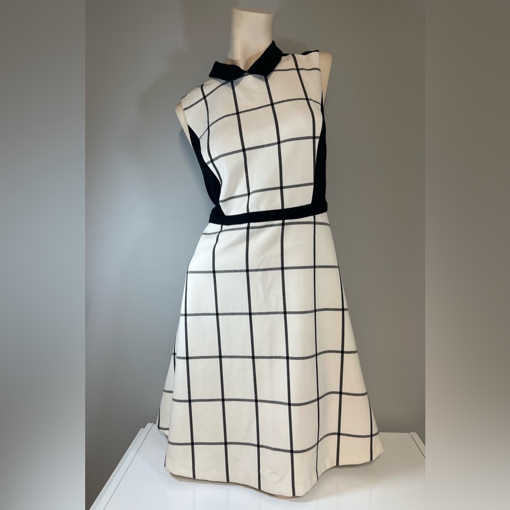 Ann Taylor LOFT Grid‎ Dress Black and White Size 12 Petite